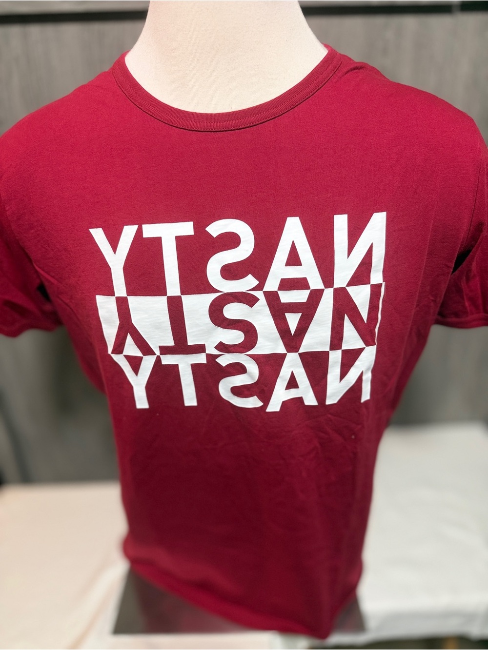 Nasty Pig Red Short Sleeve Tee with White Mirror Logo